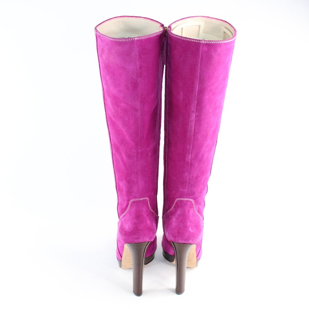 Dsquared2 Pink Leather Knee High Full Zip Boots #137 - Picture 6 of 13
